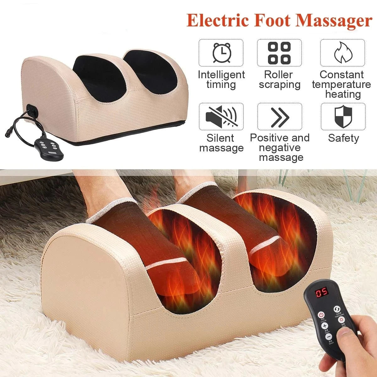 Foot Massager with Infrared Heating Roller