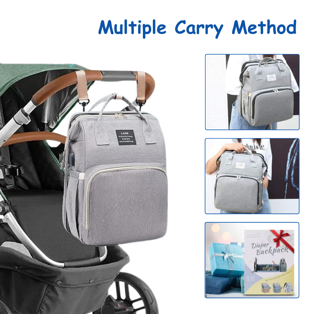 Versatile diaper bag with a built-in changing station for easy diaper changes