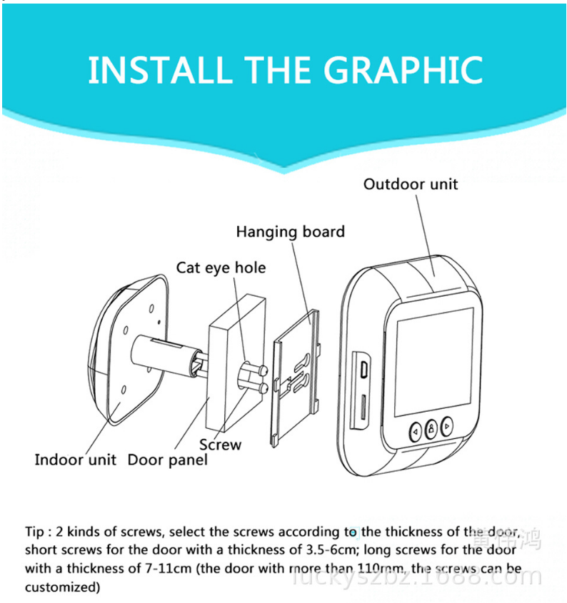 2.4 Inch Security Smart Doorbell Peephole Camera Electronic Cat Eye